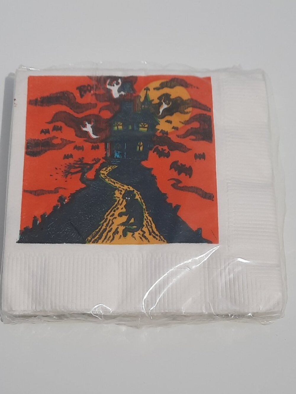 Vtg Nos Halloween Haunted House Lunch Napkins, Forget Me Not American Greetings